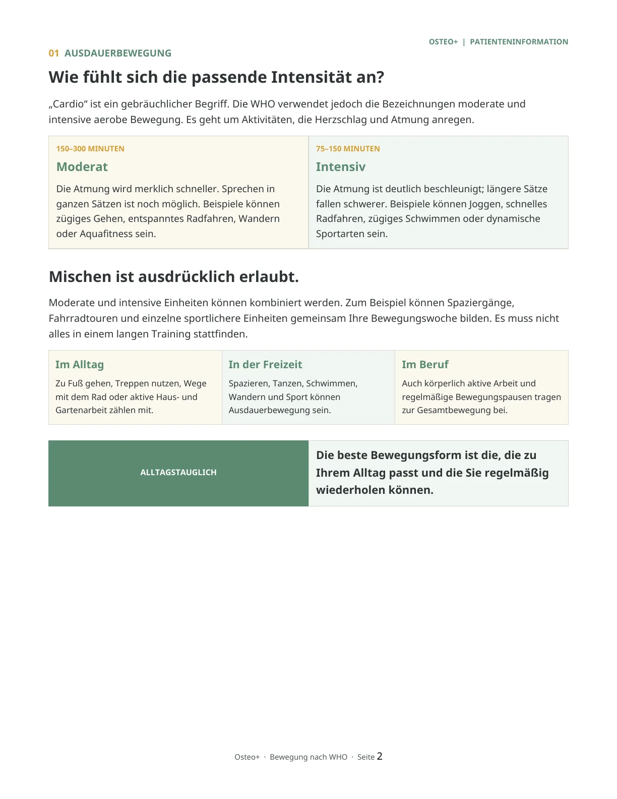 Seite 2 des Infoblatts Bewegung, die wirkt